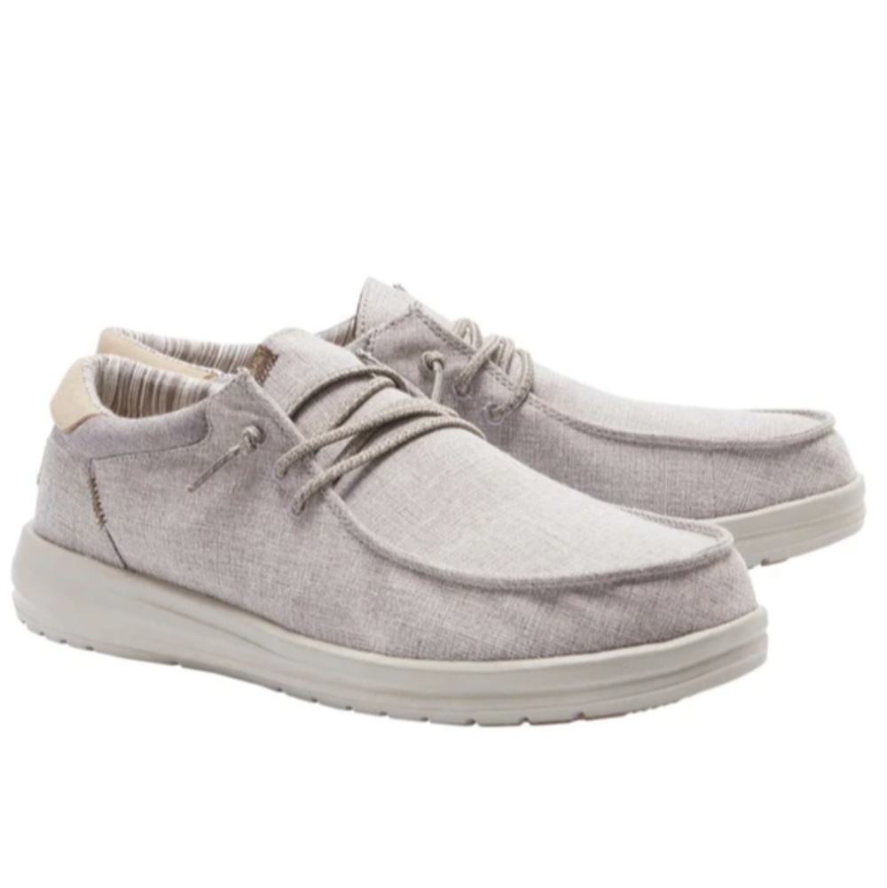 Hey Dude Mens Paul Chambray Taupe Grey Loafer Slip on shoes sz 11